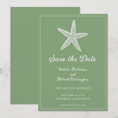 Mosgroene zeester save-the-date uitnodiging (Voorkant / Achterkant)