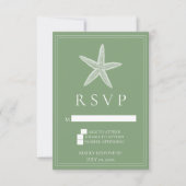 Mosgroene Zeester Trouw RSVP Kaart (Voorkant)