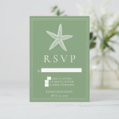 Mosgroene Zeester Trouw RSVP Kaart (Staand voorkant)