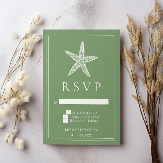 Mosgroene Zeester Trouw RSVP Kaart