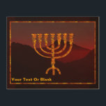 Moshe's Menorah Hout Afdruk<br><div class="desc">Een afbeelding van de zeven vertakte menora (kandelaar) gemaakt door de Israëlieten na de Exodus uit Egypte. Aanpassen door uw eigen tekst toe te voegen. In de Thora wordt Moshe Rabbenu verteld: "Gij zult een Menora maken van zuiver goud, uitgeslagen, zal de Menora worden gemaakt, zijn basis, zijn tak, zijn...</div>