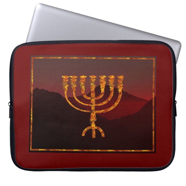 Moshe's Menorah Laptop Sleeve (Voorkant)