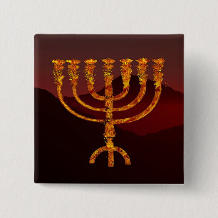 Moshe's Menorah Vierkante Button 5,1 Cm