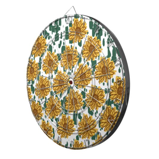 Mosiac Abstracte zonnebloemen Terrazzo Pattern Dartbord (Voorkant Rechts)