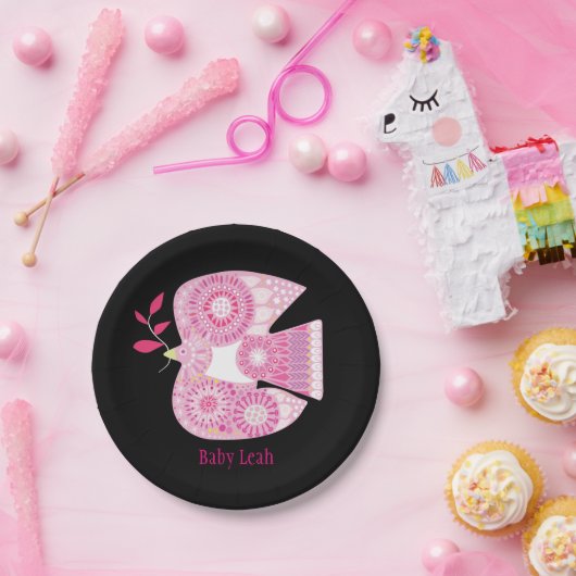 MOSIAC DOVE Baby Name Paper Borden Papieren Bordje (Feest)