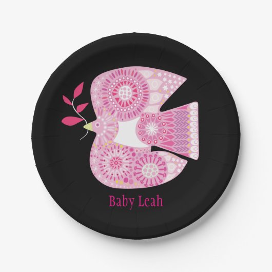 MOSIAC DOVE Baby Name Paper Borden Papieren Bordje (Voorkant)