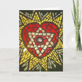 Mosiac Glowing Heart Star of David in het groen Kaart
