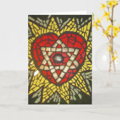 Mosiac Glowing Heart Star of David in het groen Kaart (Gele Bloem)