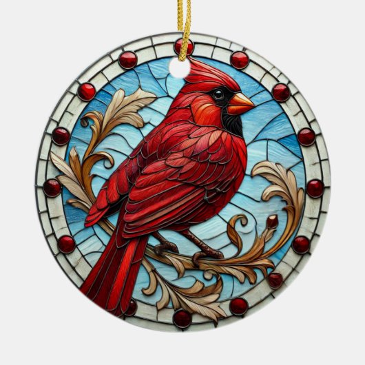 Mosiac Style Cardinal Keramisch Ornament (Voorkant)