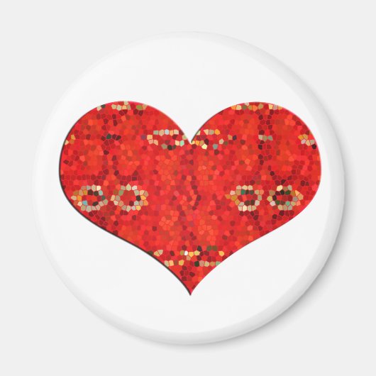 Mosiacrood hart magneet (Voorkant)