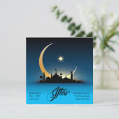 Moskee Crescent Moon Ramadan, turkoois, zwart Kaart (Staand voorkant)