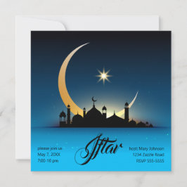 Moskee Crescent Moon Ramadan, turkoois, zwart Kaart