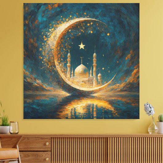 Moskee Crescent Sterren schilderen Canvas Afdruk (Insitu (Woonkamer))