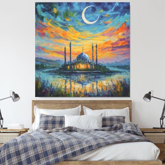Moskee Crescent Sterren schilderen Canvas Afdruk (Insitu (Slaapkamer))