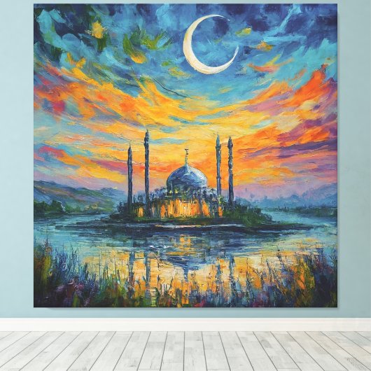 Moskee Crescent Sterren schilderen Canvas Afdruk (Insitu (Houten vloer))