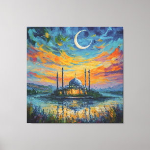 Moskee Crescent Sterren schilderen Canvas Afdruk