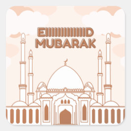 Moskee-engelse arabische happy eid -Eid Al Fitr- Vierkante Sticker