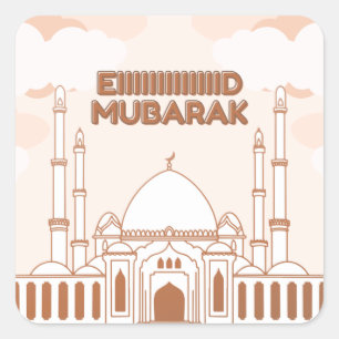 Moskee-engelse arabische happy eid -Eid Al Fitr- Vierkante Sticker