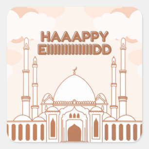 moskee engelse gelukkige suikerziekte - Eid Al Fit Vierkante Sticker