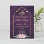 Moskee Goud Lijst Paarse islamitische islamitische Kaart (Staand voorkant)