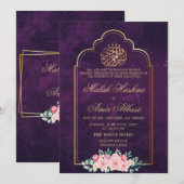 Moskee Goud Lijst Paarse islamitische islamitische Kaart (Voorkant / Achterkant)