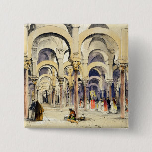 Moskee in Cordoba, uit "Schetsen van Spanje", engr Vierkante Button 5,1 Cm