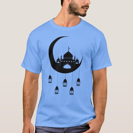 Moskee in Crescent Moon Fanous Ramadan T-shirt (Voorkant)