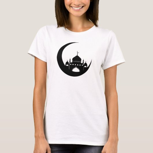 Moskee in de maan van Crescent Ramadan T-shirt (Voorkant)