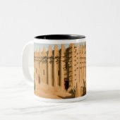 Moskee in Djenne, een klassiek voorbeeld van Tweekleurige Koffiemok (Voorkant links)