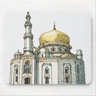 moskee met gouden ui-koepel en minaret muismat
