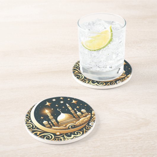 Moskee op de Gouden Maan Zandsteen Onderzetter (Zijkant)