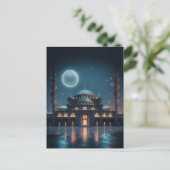 Moskee sombere maanlichten feestdagenkaart (Staand voorkant)
