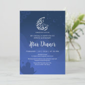 Moskee uitnodiging Ramadan Iftar Blauwe Nachtelijk (Staand voorkant)