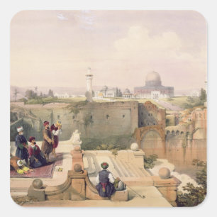 Moskee van Omar die de plaats van de tempel toont Vierkante Sticker