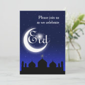 Moskeesilhouet bij nacht - Eid-feestuitnodiging Kaart (Staand voorkant)