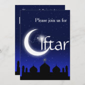 Moskeesilhouet bij nacht Iftar-feestuitnodiging Kaart (Voorkant / Achterkant)