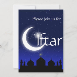 Moskeesilhouet bij nacht Iftar-feestuitnodiging Kaart
