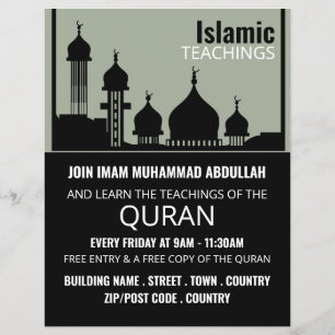 Moskeesilhouet, islamitische onderwijsreclame flyer