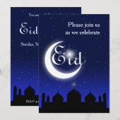 Moskeesilhouet 's nachts - Eid-feestuitnodiging Kaart (Voorkant / Achterkant)
