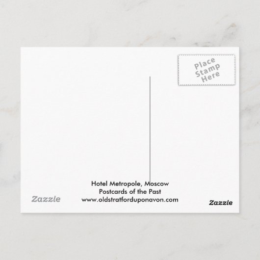 Moskou, Hotel Metropole Briefkaart (Achterkant)