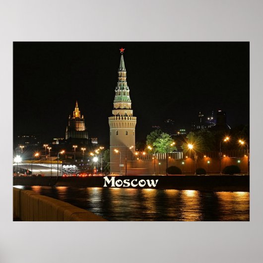 Moskou in nacht poster (Voorkant)