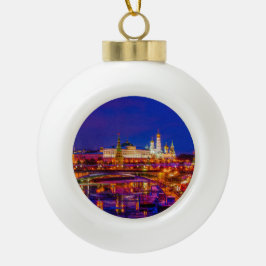 Moskou Kremlin in Winternacht Keramische Bal Ornament