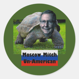 Moskou Mitch is niet-Amerikaans, schildpad, vlag, Ronde Sticker