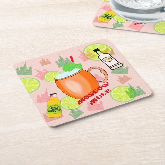 Moskou Mule Cocktail Kartonnen Onderzetters (Schuin)