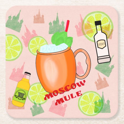 Moskou Mule Cocktail Kartonnen Onderzetters (Voorkant)