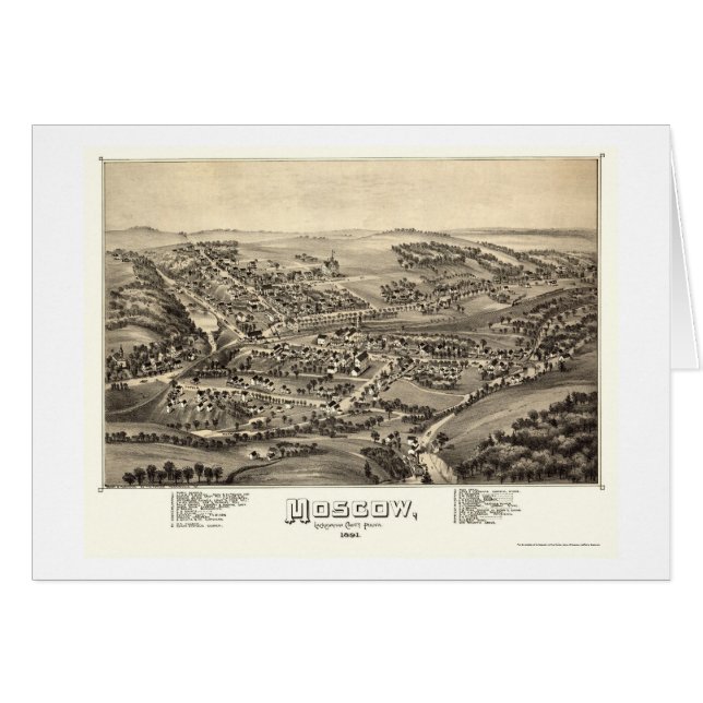 Moskou, PA Panorama Kaart - 1891 (Voorkant Horizontaal)