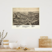 Moskou, PA Panorama Kaart - 1891 Poster (Keuken)