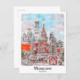 Moskou Rusland Architectuur Waterverf Sketch Briefkaart