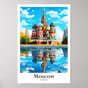 Moskou Rusland Art Travel Portret Illustratie Poster