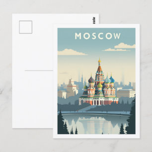 Moskou Rusland Beroemde Vintage Reisplaats Briefkaart